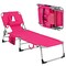 Multi-Position Foldable Beach Recliner Backrest Chair with Pillow and Face Down Hole for Yard and Sunbathing